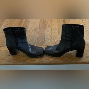 Brown leather booties